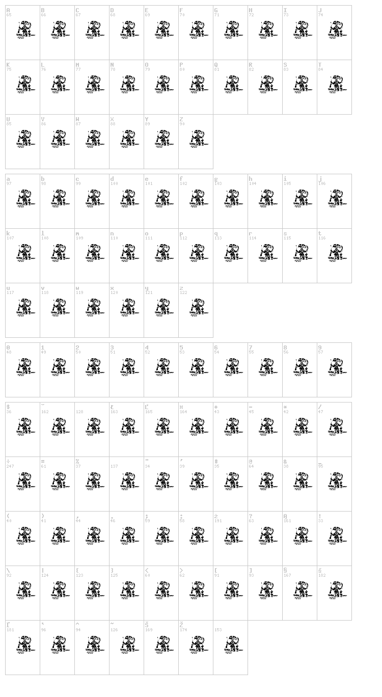 Ochent Silibrina font map
